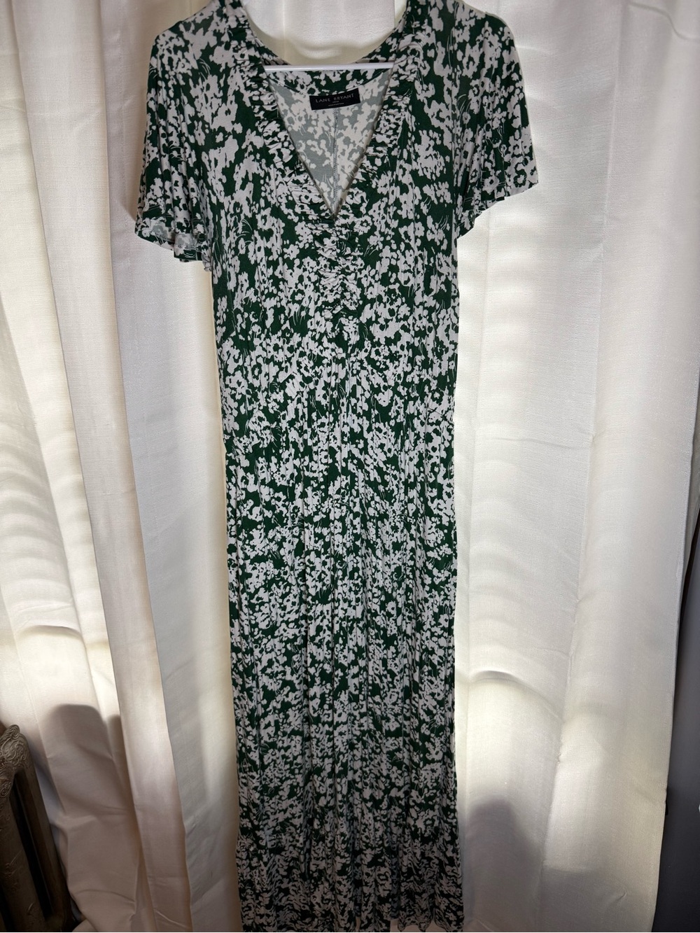 Lane Bryant Green and White Floral Maxi Dress